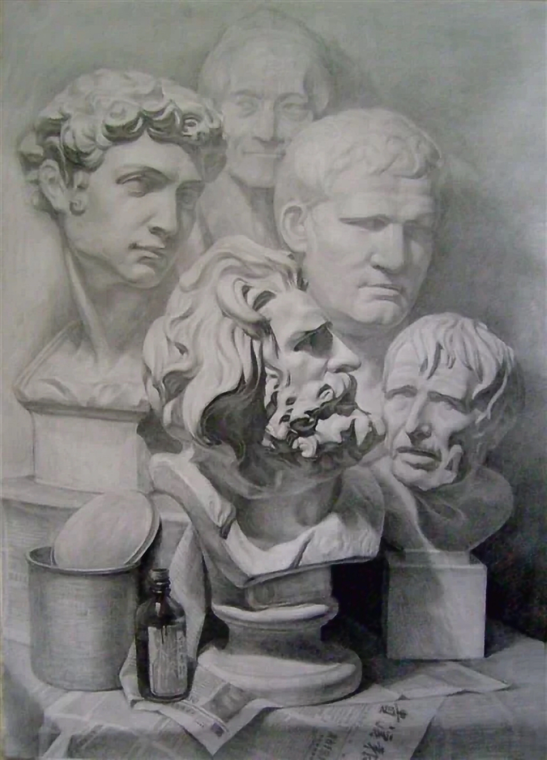 石膏像组合素描装饰画